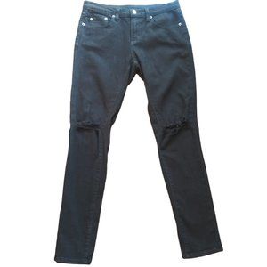 CARMAR DISTRESSED KNEE RICH BLACK SKINNY 5 POCKET JEAN SIZE 27